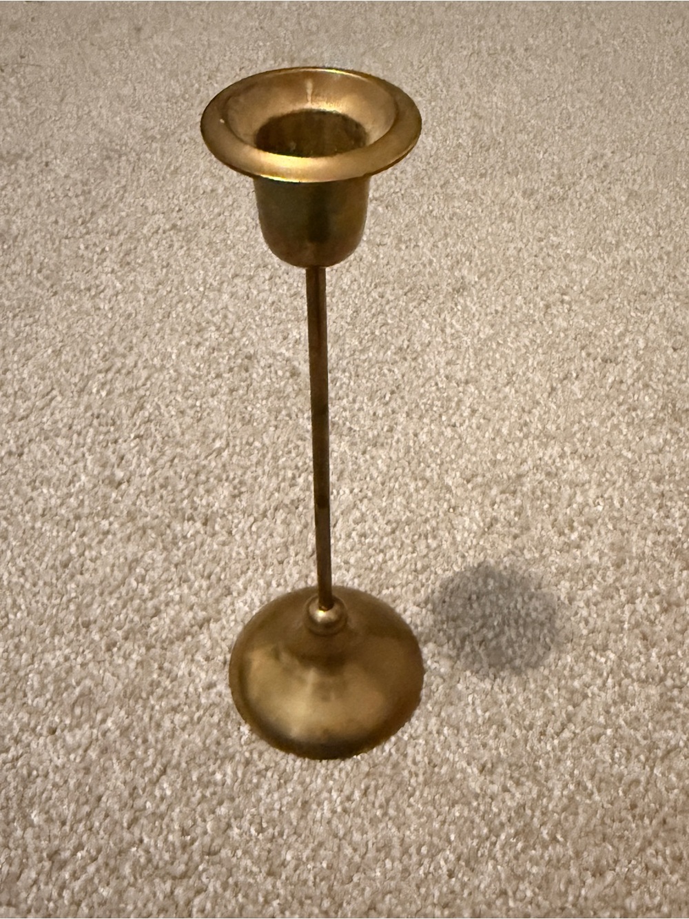 Vintage Brass Taper Candle Holder Thin Slender Stem Made in India MCM Decor